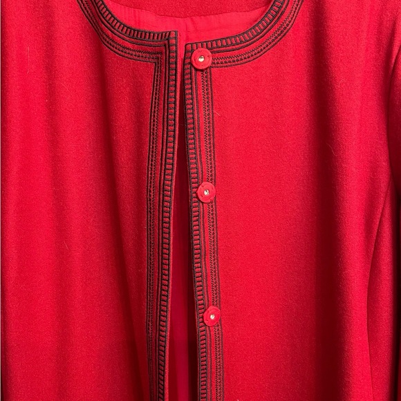 Nygard Collection - Long Coat - Red with Black Trim. Size 16 EUC warn 1 time - Picture 3 of 9